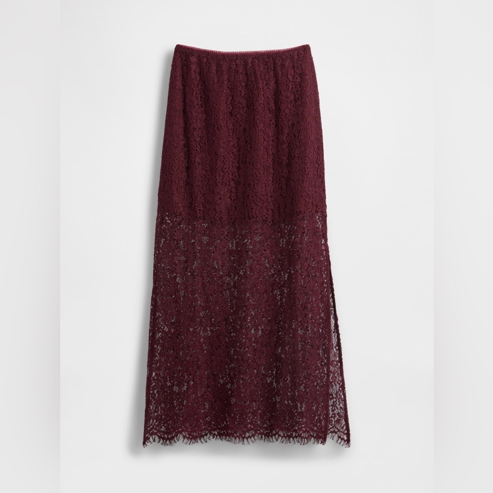 Women’s Lace Midi Skirt - Deep Plum